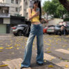 Femme Retro Washed High Waist Wide Leg Jeans for women - Image 3