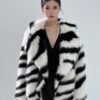 Women Zebra Print Short Green Fur jacket - Image 3