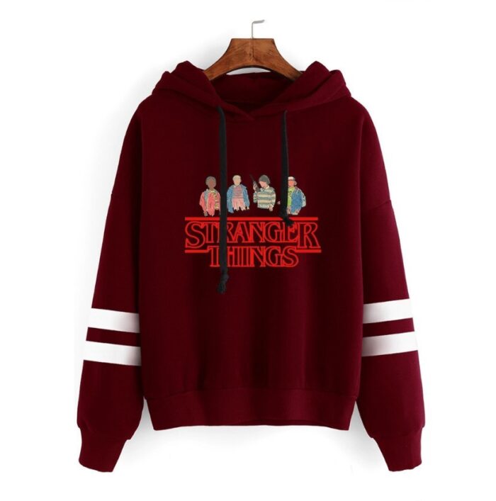 Women Stranger Things Striped Femme Hoodies