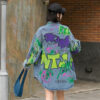 Women Loose Graffiti Print Denim Jacket Fried Street fashion - Image 2