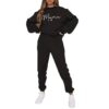 Women Fleece Letter-printing Printed Hoodie Sweatpants For Femme - Image 4