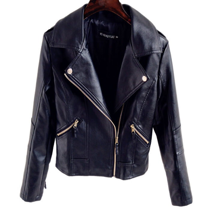 Women Loose Leather Jacket Motorcycle