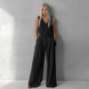 Women's Sleeveless Vest Wide-leg Trousers Suit Two-piece Set Femme - Image 3