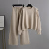 Women's Fashionable Casual Knitted Wide Leg Pants Set - Image 3