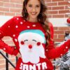 Women's Tops Santa Pullover Red Christmas Sweaters - Image 4