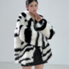 Women Zebra Print Short Green Fur jacket - Image 2