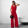 Women's Sleeveless Vest Wide-leg Trousers Suit Two-piece Set Femme - Image 5