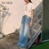 Femme Retro Washed High Waist Wide Leg Jeans for women - Image 5