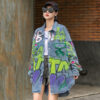 Women Loose Graffiti Print Denim Jacket Fried Street fashion - Image 5