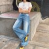 Femme Retro Washed High Waist Wide Leg Jeans for women - Image 4