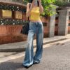 Femme Retro Washed High Waist Wide Leg Jeans for women - Image 2