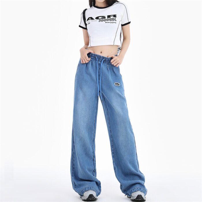 Femme Tencel Thin Ice Silk Wide Leg Jeans for women