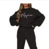 Women Fleece Letter-printing Printed Hoodie Sweatpants For Femme - Image 5